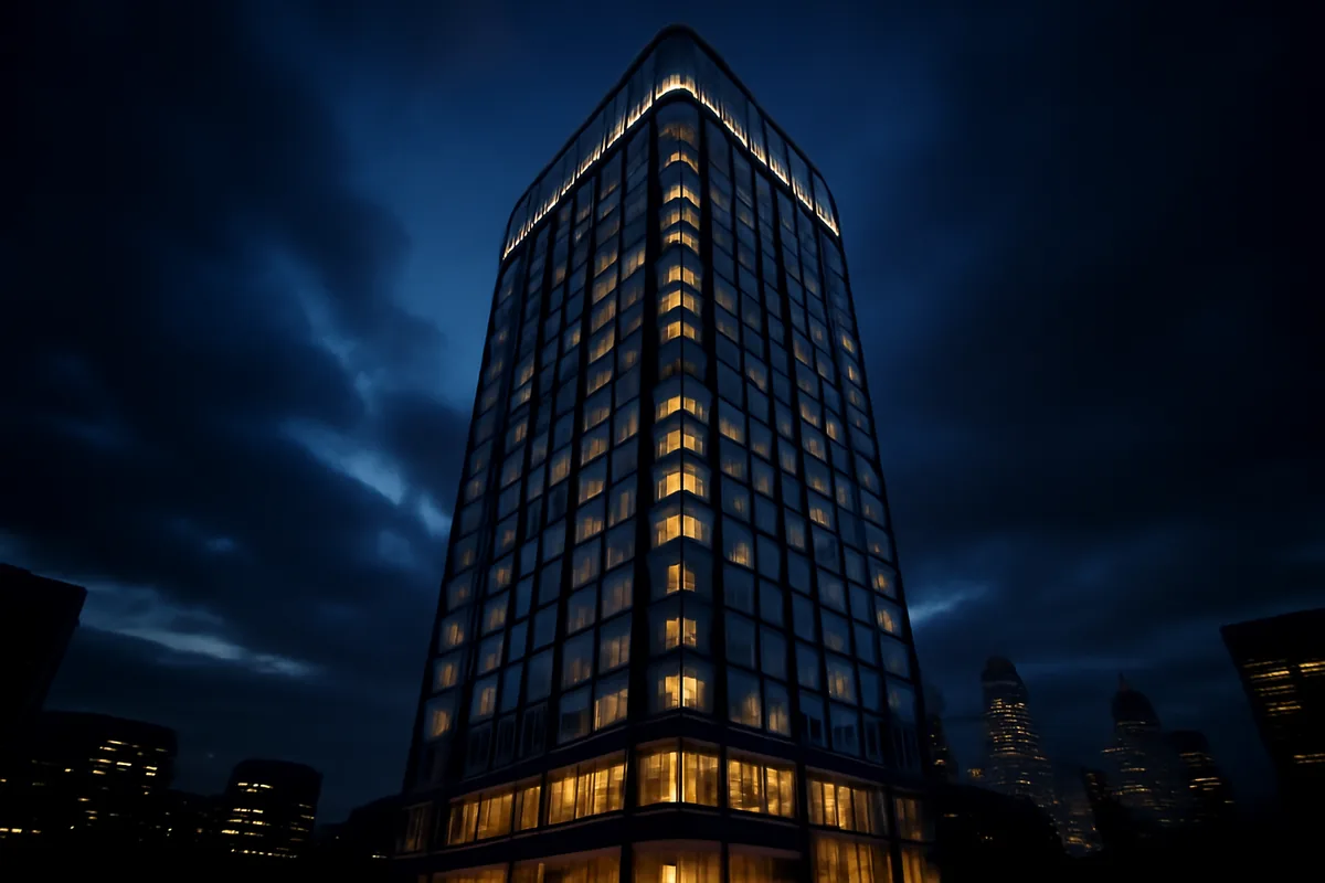 Exetertableretreat tower exterior at night